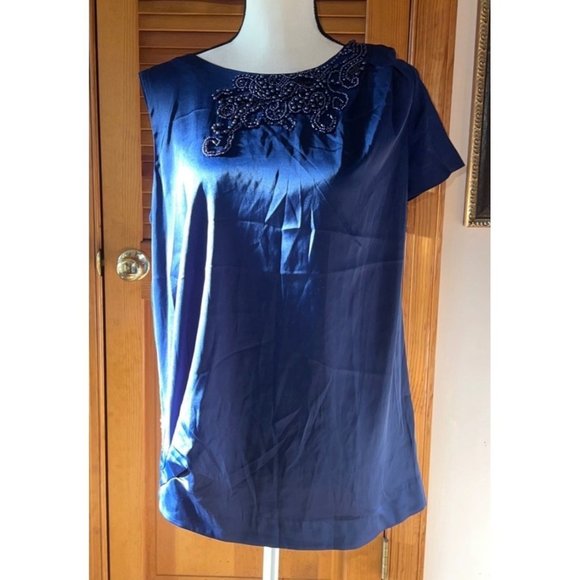 ebene by p assouline Navy Sequin Blouse -- Large - Picture 1 of 10